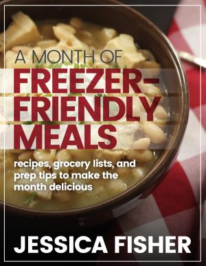 cover image of freezer friendly meals plan.