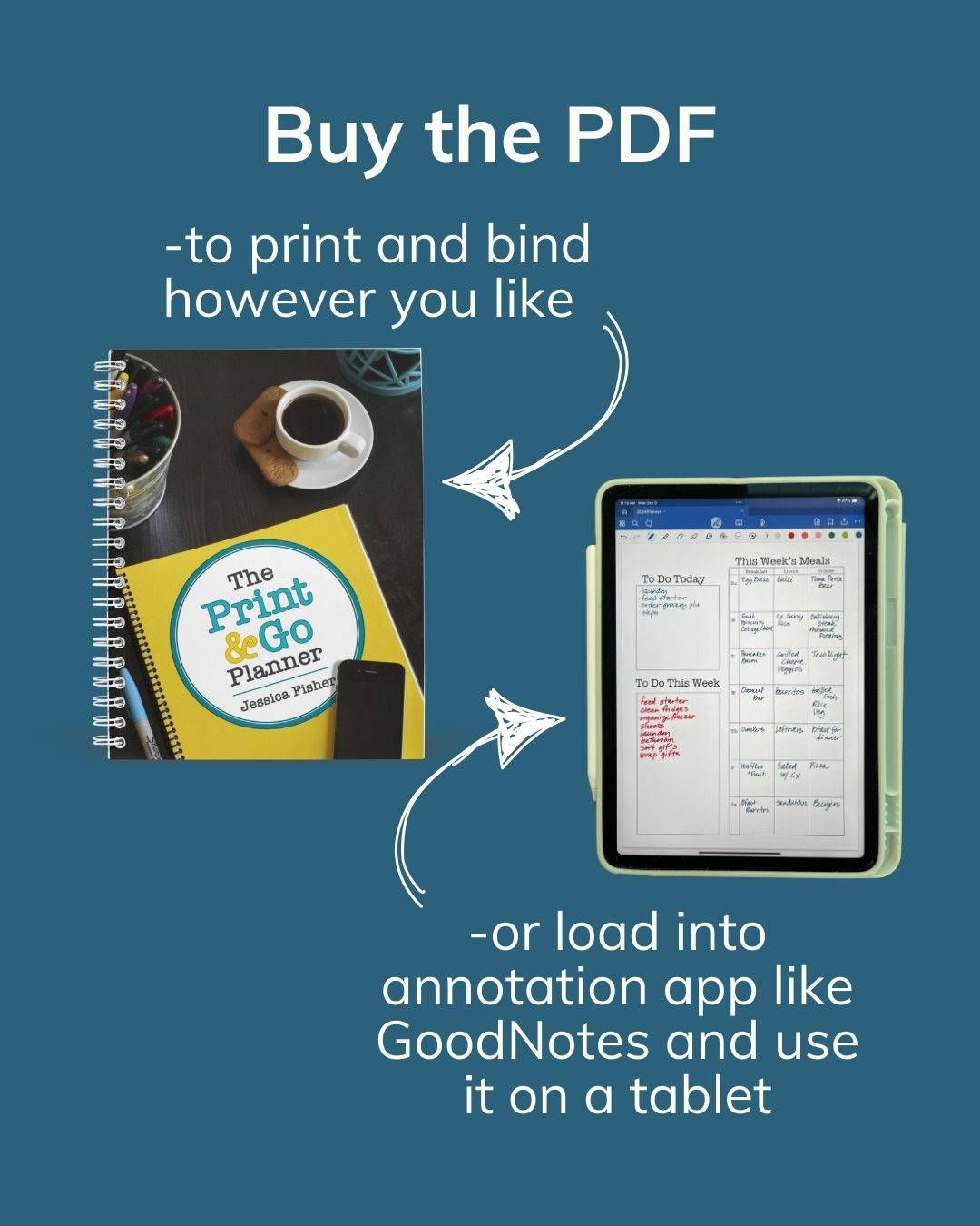 options for use in print and go planner.