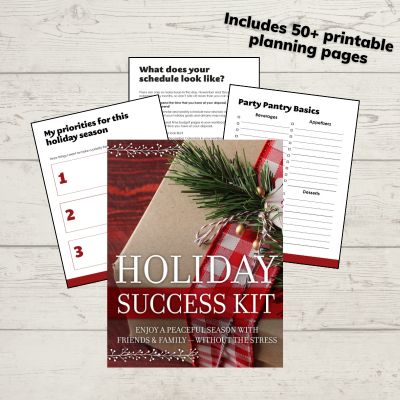 collage of key pages in holiday success kit.
