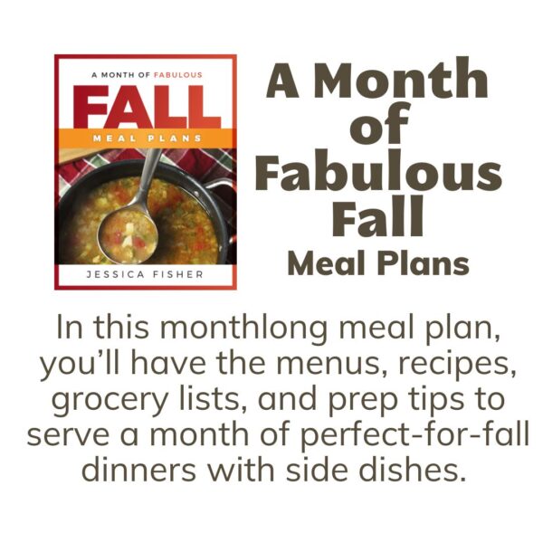 graphic for a month of fabulous fall meal plans.