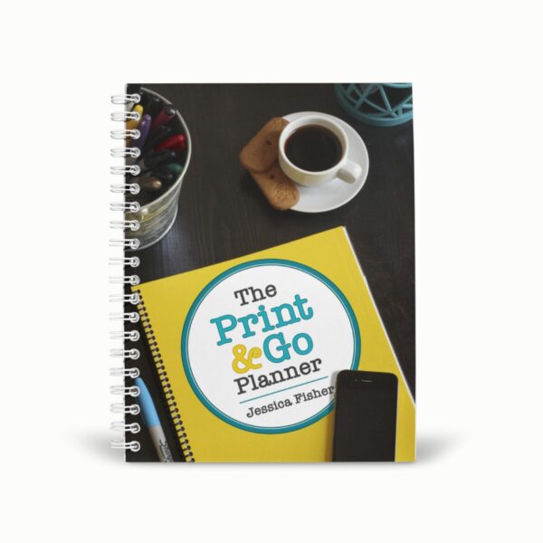 printed print and go planner with spiral binding.