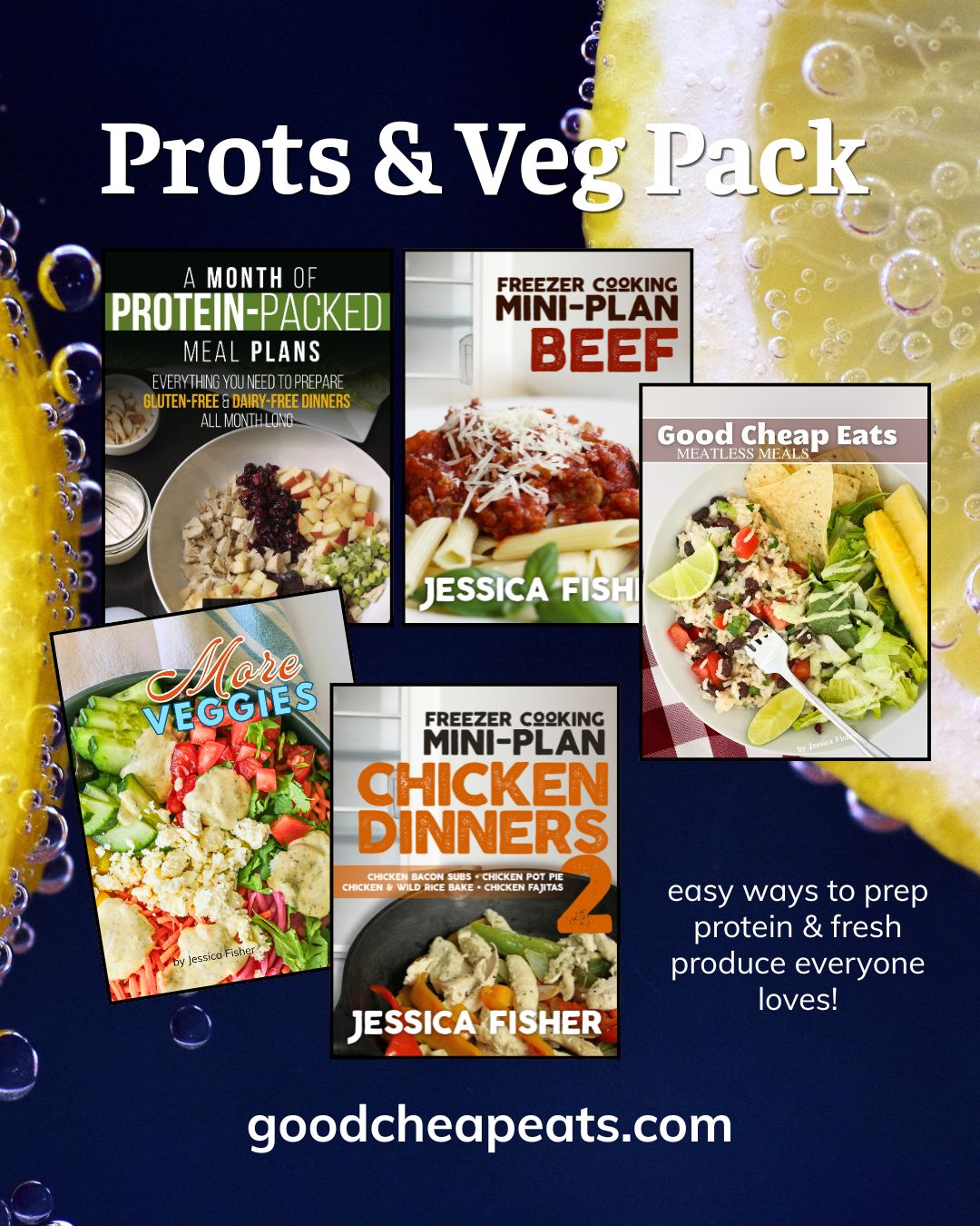 collage of what's in the PROTS and veg pack.